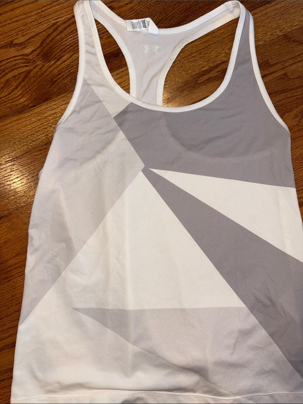 Under Armour White and Gray Geometric Racerback Tank- S/P